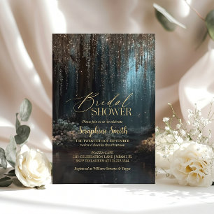 Enchanted Forest Fairy Lights Purple Bridal Shower Invitation