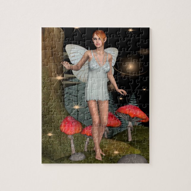 Enchanted Forest Fairy Mushroom Fantasy Art Jigsaw Puzzle (Vertical)
