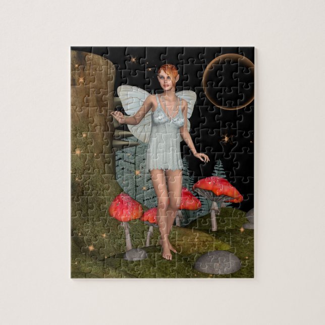 Enchanted Forest Fairy Mushroom Fantasy Art Jigsaw Puzzle (Vertical)