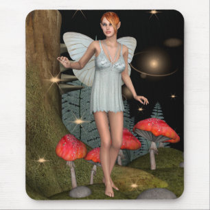 Enchanted Forest Fairy Mushroom Fantasy Art Mouse Pad
