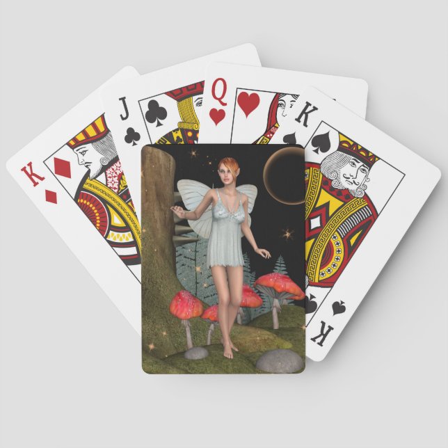 Enchanted Forest Fairy Mushroom Fantasy Art Playing Cards (Back)