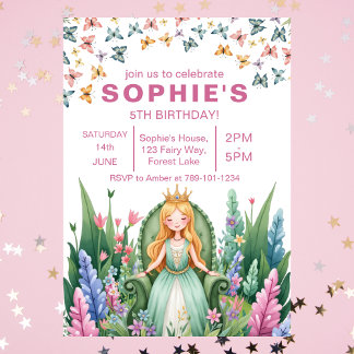 Enchanted Forest Fairy Princess Birthday Invitation