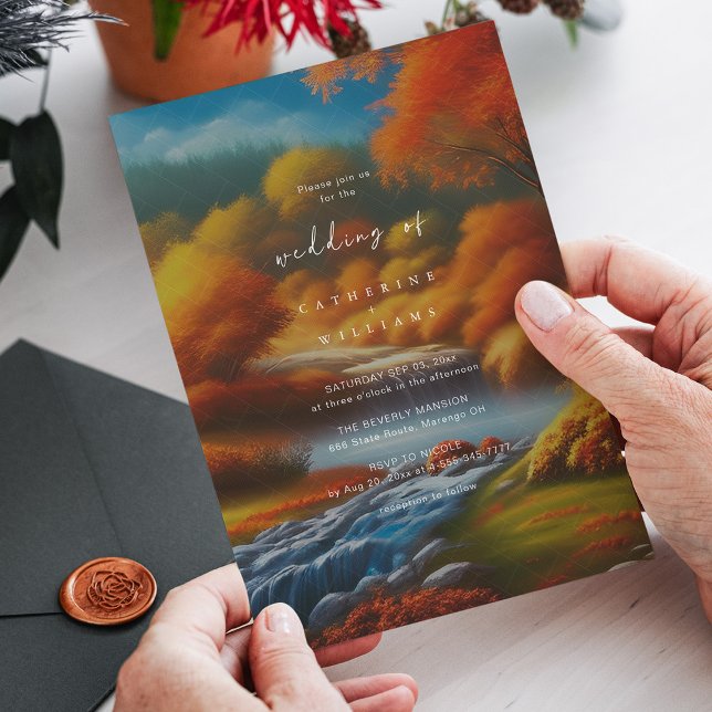 Enchanted Forest Fall Wedding Invitation (Zazzle Romantic Reverie_ Magical Fall Forest Wedding Invitation)