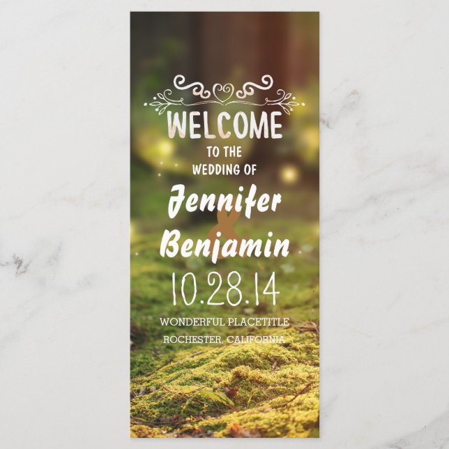 enchanted forest fireflies wedding programs programme (Front)