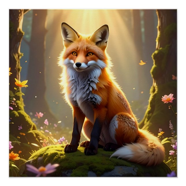 Enchanted Forest Fox Fantasy Poster (Front)