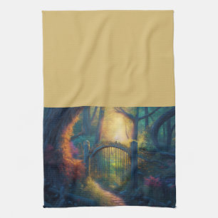 Enchanted Forest Garden Digital Art Tea Towel
