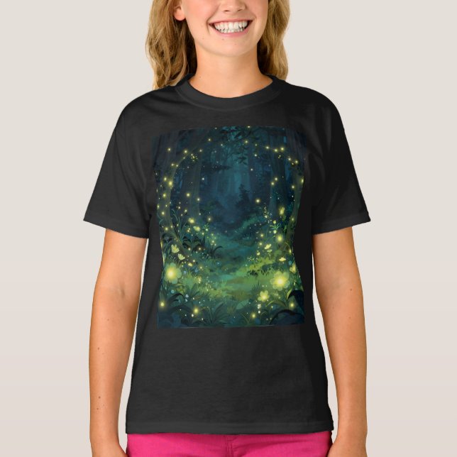 Enchanted Forest Glow Magical Night T-Shirt (Front)