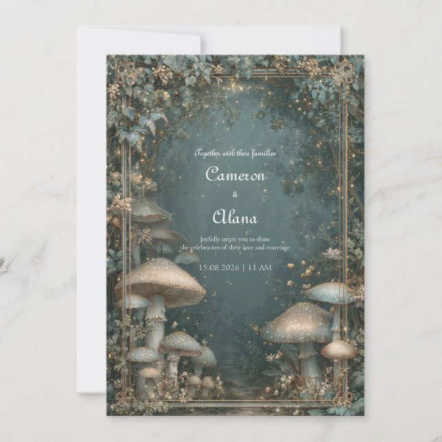 Enchanted Forest Glow with Fairy Lights Wedding Invitation (Front)