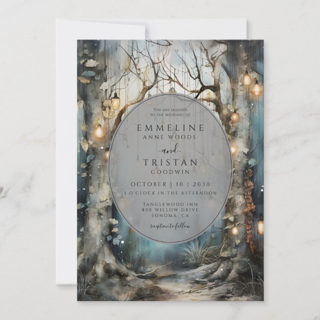 Enchanted Forest Glowing Lights Wedding  Invitation (Front)