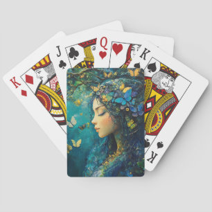 Enchanted Forest Goddess with Butterflies (1) Playing Cards