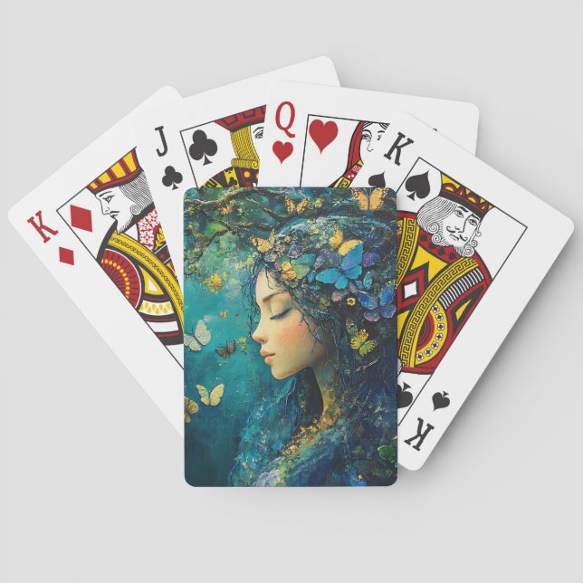 Enchanted Forest Goddess with Butterflies (1) Playing Cards (Back)