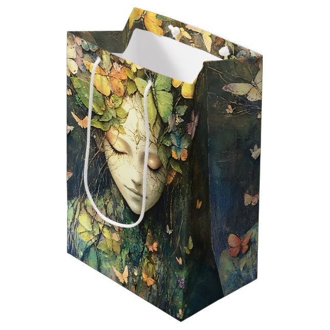 Enchanted Forest Goddess with Butterflies (2) Medium Gift Bag (Front Angled)