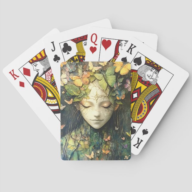 Enchanted Forest Goddess with Butterflies (2) Playing Cards (Back)