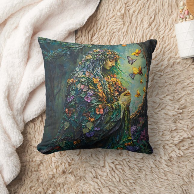 Enchanted Forest Goddess with Butterflies (3) Cushion (Blanket)