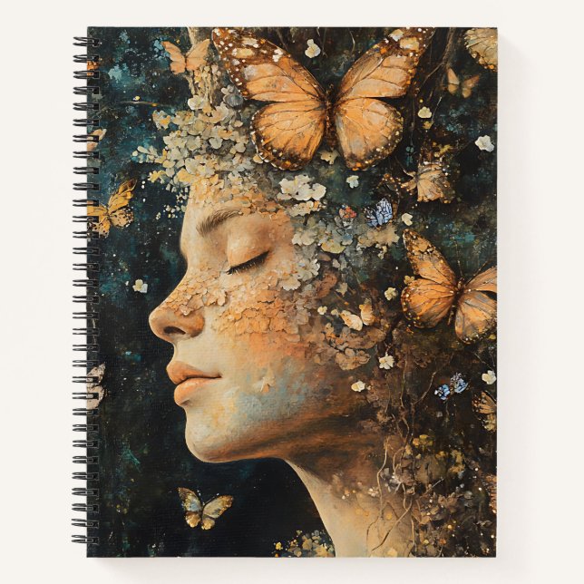 Enchanted Forest Goddess with Butterflies (4) Notebook (Front)