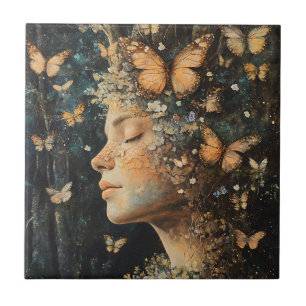 Enchanted Forest Goddess with Butterflies (4) Tile