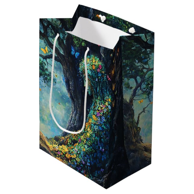 Enchanted Forest Goddess with Butterflies (6) Medium Gift Bag (Front Angled)