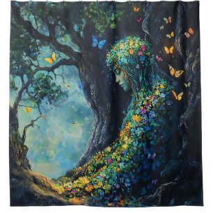 Enchanted Forest Goddess with Butterflies (6) Shower Curtain