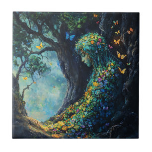 Enchanted Forest Goddess with Butterflies (6) Tile
