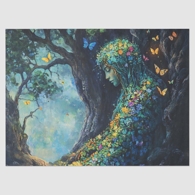 Enchanted Forest Goddess with Butterflies (6) Tissue Paper (Front)