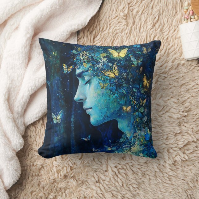 Enchanted Forest Goddess with Butterflies (7) Cushion (Blanket)