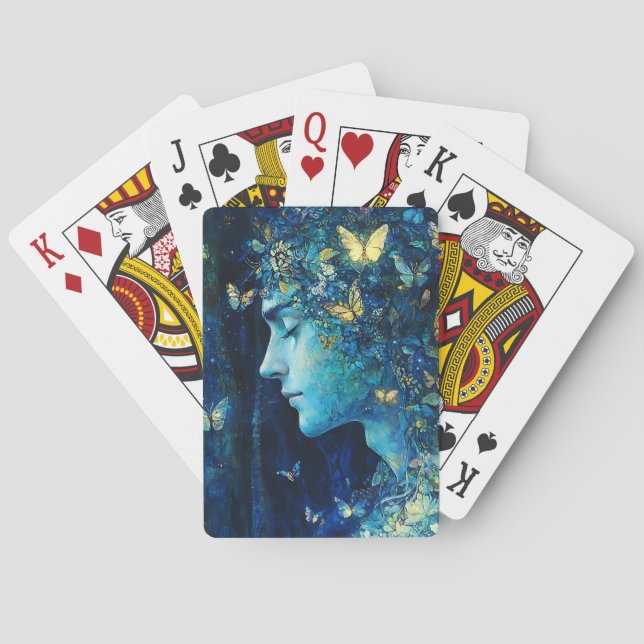 Enchanted Forest Goddess with Butterflies (7) Playing Cards (Back)