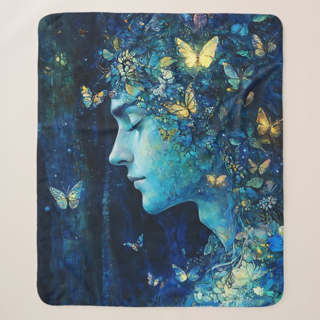Enchanted Forest Goddess with Butterflies (7) Sherpa Blanket (Front)