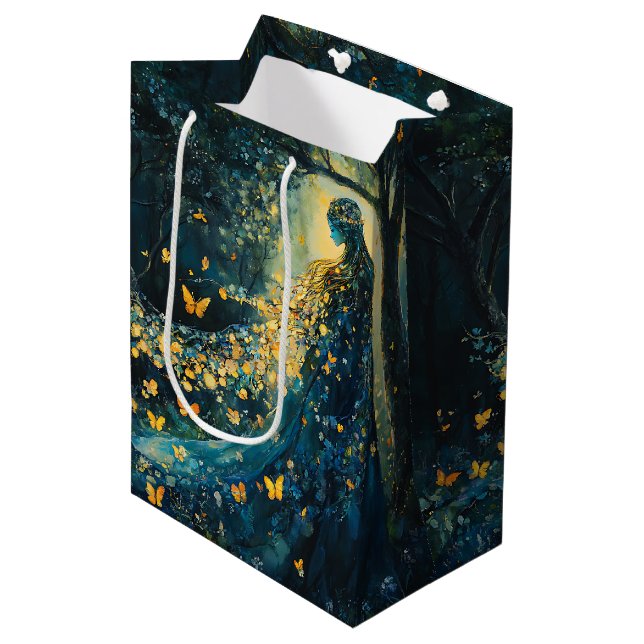 Enchanted Forest Goddess with Butterflies (8) Medium Gift Bag (Front Angled)
