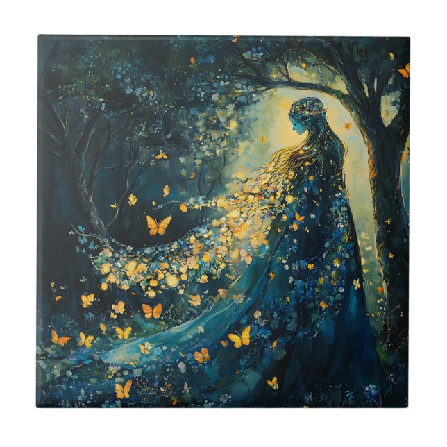 Enchanted Forest Goddess with Butterflies (8) Tile (Front)