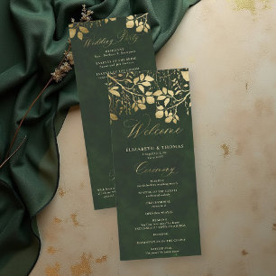 Enchanted Forest Gold Foliage Wedding Program