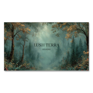 Enchanted Forest Gold Sparkle Teal Mist Magnetic Business Card