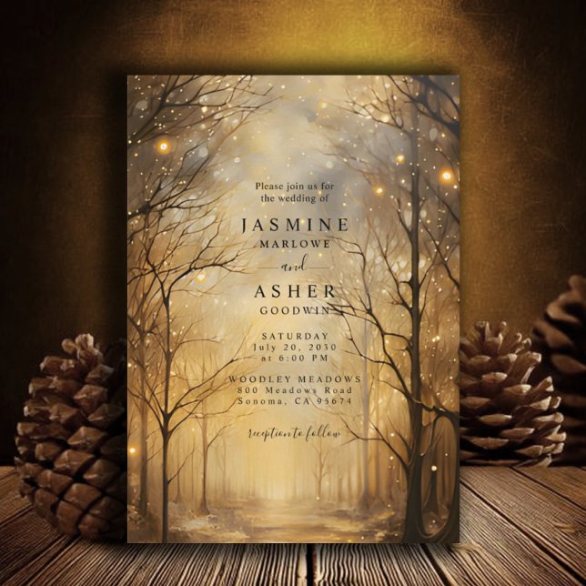 Enchanted Forest Gold Wedding Invitation (Creator Uploaded)