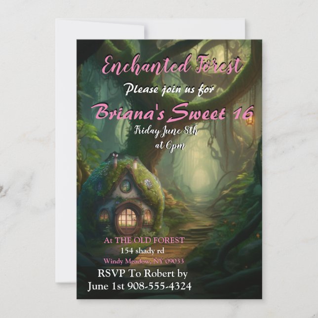 Enchanted Forest House Sweet 16 Invitation (Front)