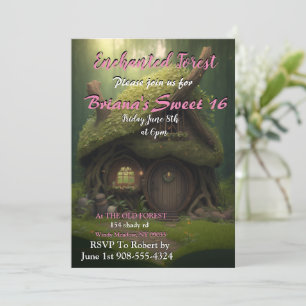 Enchanted Forest Hut Sweet 16 Invitation