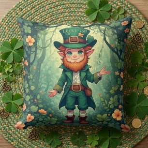 Enchanted Forest Leprechaun Luckyish Nursery Decor Cushion
