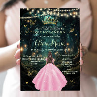 Enchanted Forest Light Pink Dress Gold Quinceañera