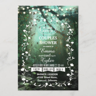 Enchanted Forest Lights Rustic Couples Shower Invitation