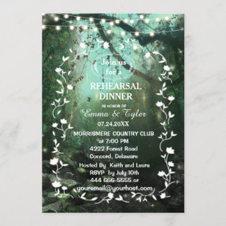 Enchanted Forest Lights Rustic Rehearsal Dinner Invitation