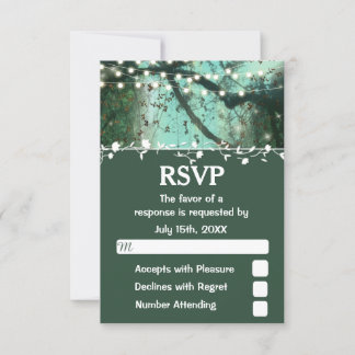 Enchanted Forest Lights Rustic RSVP Card
