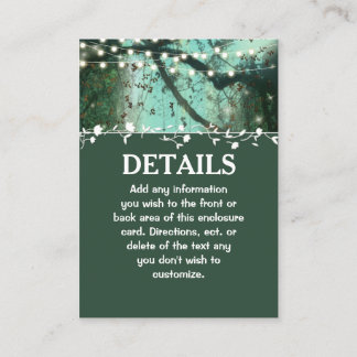 Enchanted Forest Lights Rustic Wedding Enclosure Card