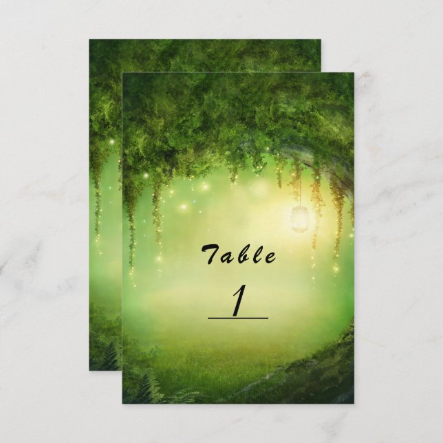 Enchanted Forest & Lights Wedding Table Number (Front/Back)