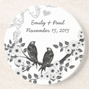 Enchanted Forest Love Bird Wedding Coaster