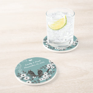Enchanted Forest Love Bird Wedding Coaster