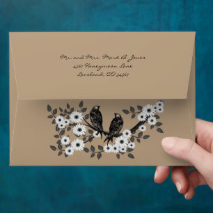 Enchanted Forest Love Bird Wedding Envelope