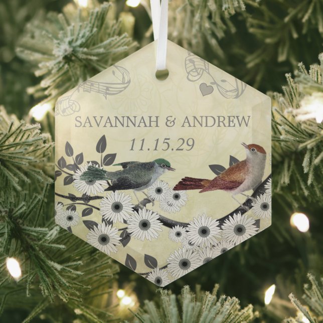 Enchanted Forest Love Bird Wedding Glass Tree Decoration (Insitu)