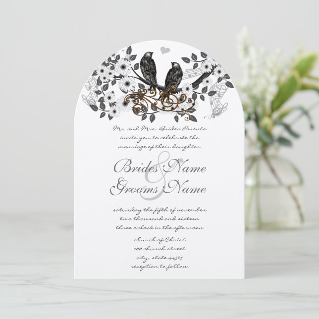 Enchanted Forest Love Bird Wedding Invitation (Standing Front)
