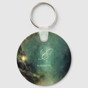 Enchanted Forest Magic Lanterns Fair Baby Monogram Key Ring