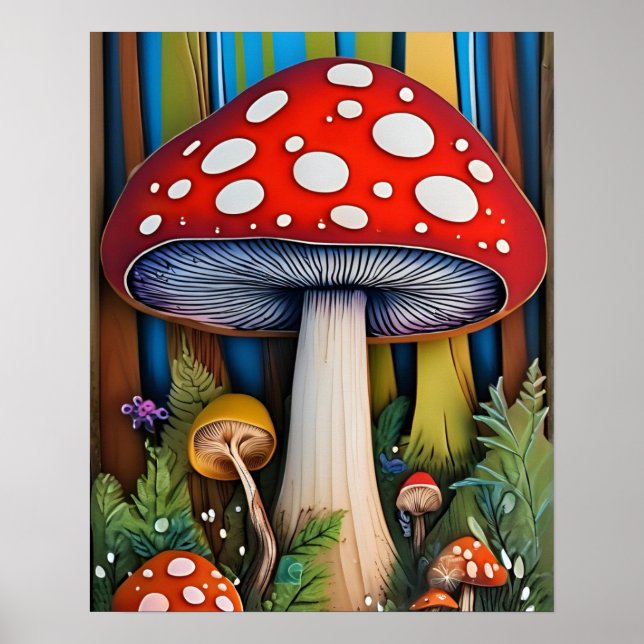 Enchanted Forest Magic Mushroom color Poster (Front)