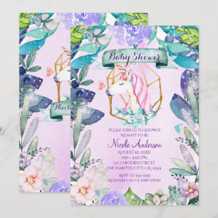 Enchanted Forest Magical Unicorn Baby Shower Invitation