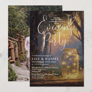 Enchanted Forest Mason Jar Photo Evening Party  Invitation